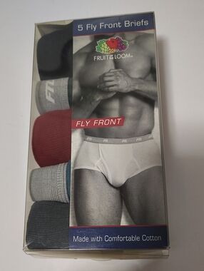 Rare Vintage Fruit of the Loom Men's Fly Front Briefs - 5 Pack - Size L 36-38